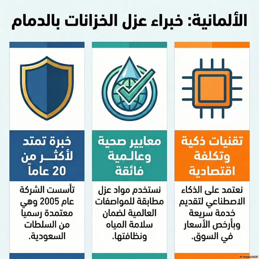 نبذة عن خبرة شركة الالمانية حول عزل خزانات بالدمام